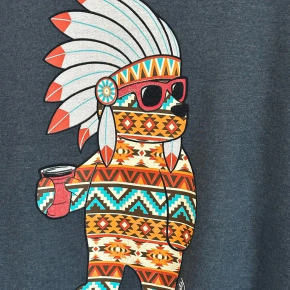 Riot Society Unisex Sweatshirt Gray Fleece Indian Bear Suglasses and Mug Size L - Picture 6 of 6